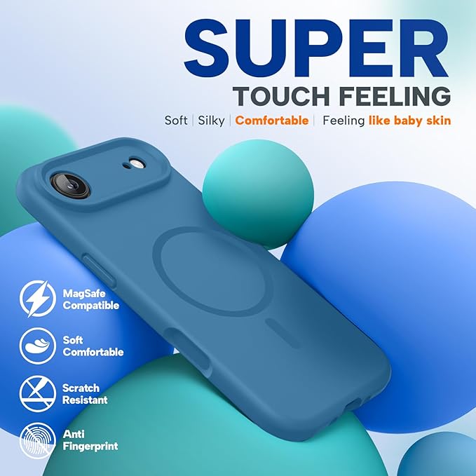 Miracase Magnetic for iPhone Air Case, Compatible with MagSafe, Integrated Silicone Camera Control Cover, 3.0mm Thicken Shockproof Drop Protection Phone Case for 17 Air,Capri Blue