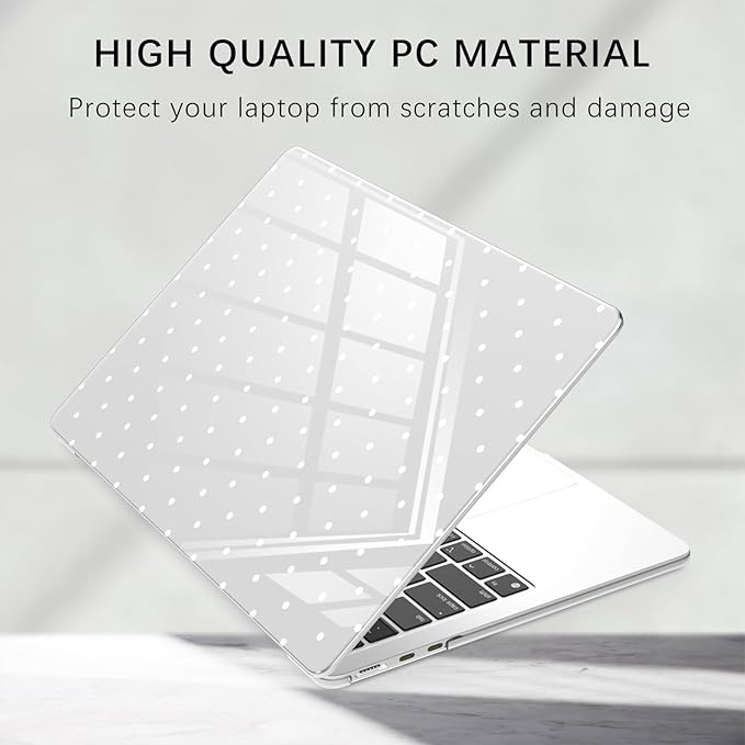 Compatible with MacBook Pro 13 inch Case M2 2025, 2024-2016 A2338 M1 A2251 A2289 A2159 A1989 A1708 A1706, Cute White Polka Dot Protective Hard Shell Clear Cover for Mac Pro 13