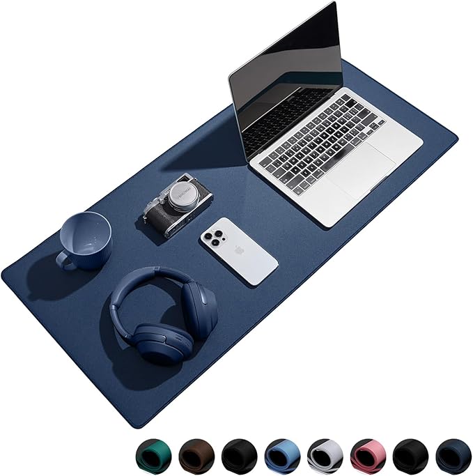 Reniteco Waterproof Large Gaming Mouse Pad with Durable Stitched Edges, Non-Slip Rubber Base, Grainy Jacquard Mouse Mat Desk Pad for Home Office Gaming, 35.4''x15.7''x0.12'', Matte Navy Blue