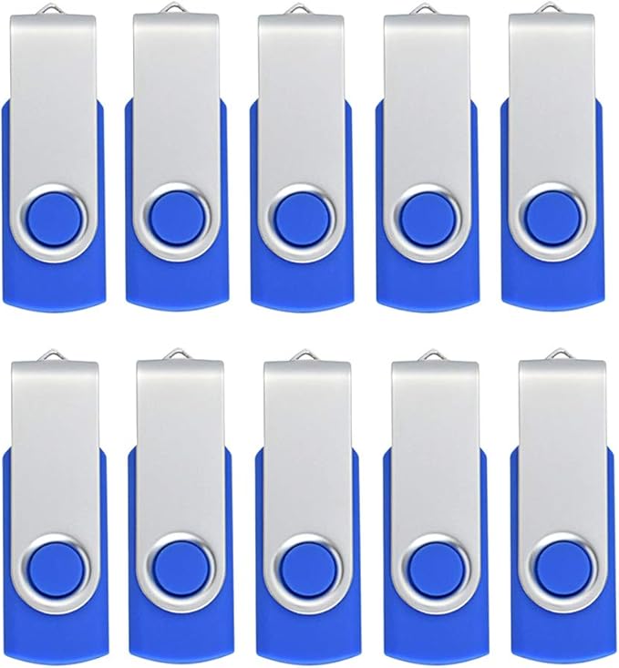 Aiibe 16GB Flash Drive 10 Pack USB Flash Drives 16G USB 2.0 Memory Stick Thumb Drive Data Storage Swivel Keychain Design Pen Zip Drives Wholesale/Lot/Bulk (10 Pack, 16GB, Blue)