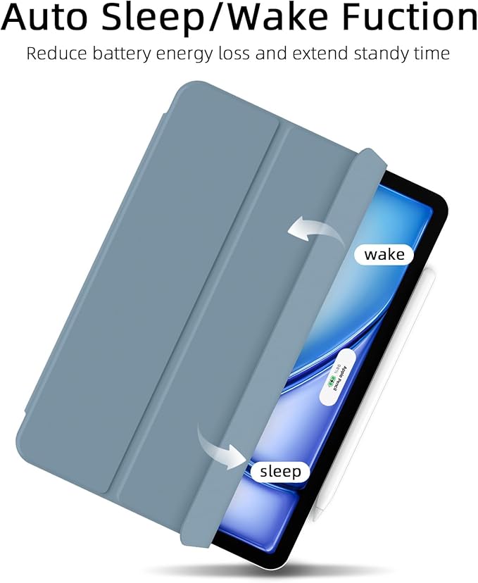for iPad Air 13 inch M4/M3/M2 Case (2026/2025/2024,Model A3268/A3269/A3271), Auto Sleep/Wake and Magnetic Closure, Trifold Stand Case, PU Leather Cover, Support Apple Pencil Pro, Misty Blue