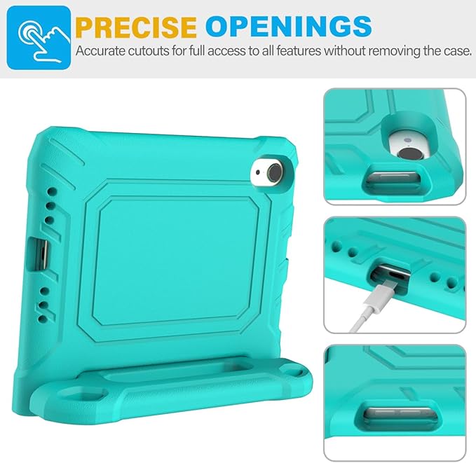 SUPLIK Kids Case for iPad mini 7 (A17 Pro) 2024 & Mini 6 2021, iPad mini 6th/7th Generation Case with Screen Protector, Durable Shockproof Handle Stand Cover for 8.3-inch iPad mini 6/7 Gen, Cyan