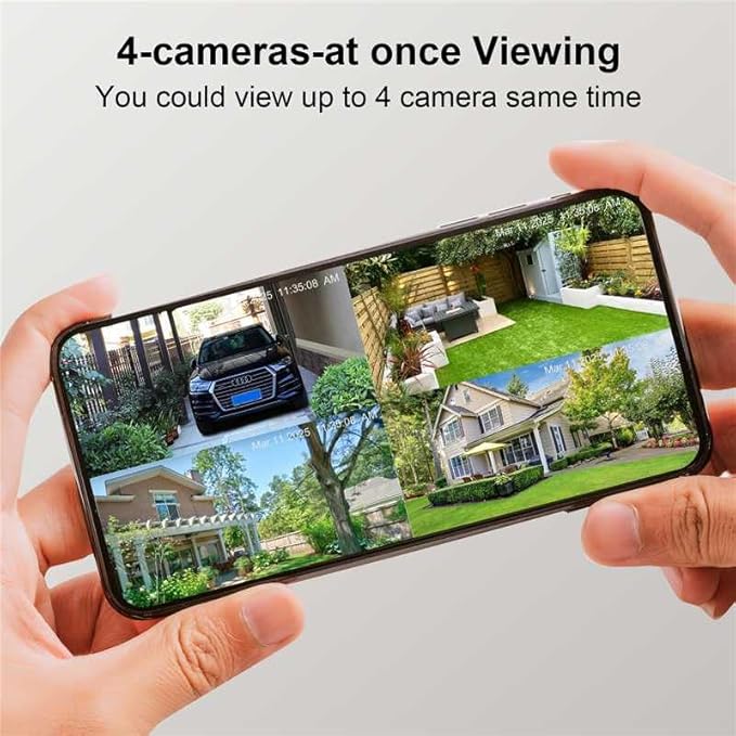 LETSCEE Dual Lens Security Cameras Wireless Outdoor，Solar Cameras for Home Security，Motion Detection,Night Vision,No Month Fee,IP65 Water Proof