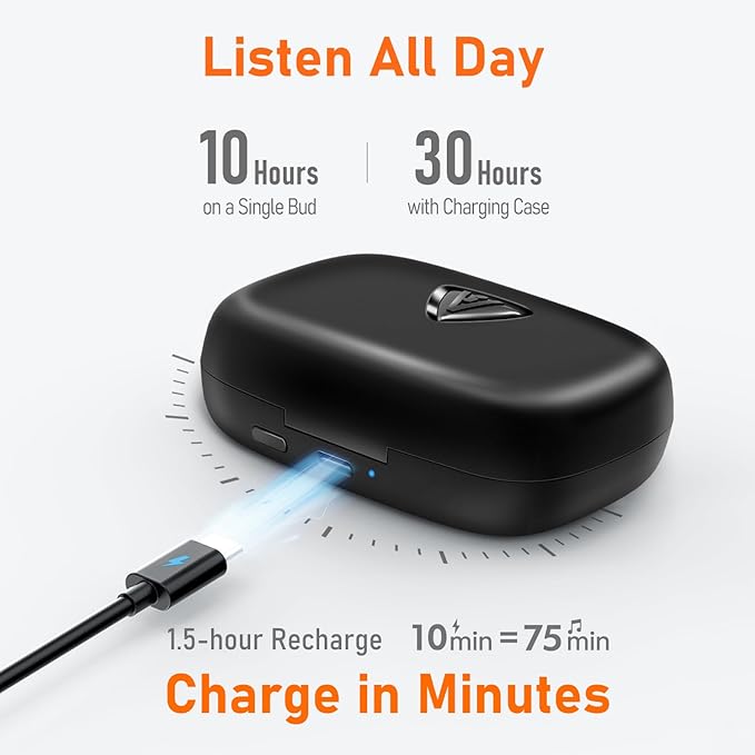 Audiovance OpenComfy CF301 Wireless Headphones for Running, Bluetooth Open Ear Headphones for Sports Gym Workout, Ultra Comfort, Superior Sound, Secure Fit, Ambient Awareness, Black