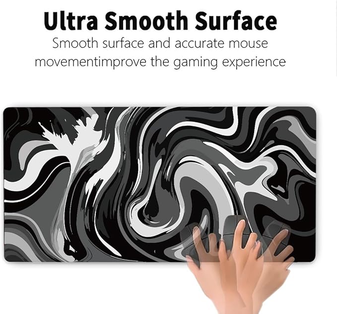 Rcege Large Mouse Pad for Desk - Gaming Mouse Pad with Stitched Edges, Anti-Slip Base for Keyboard and Mouse(Black & White Abstraction, 23.6L x 11.8W inches)