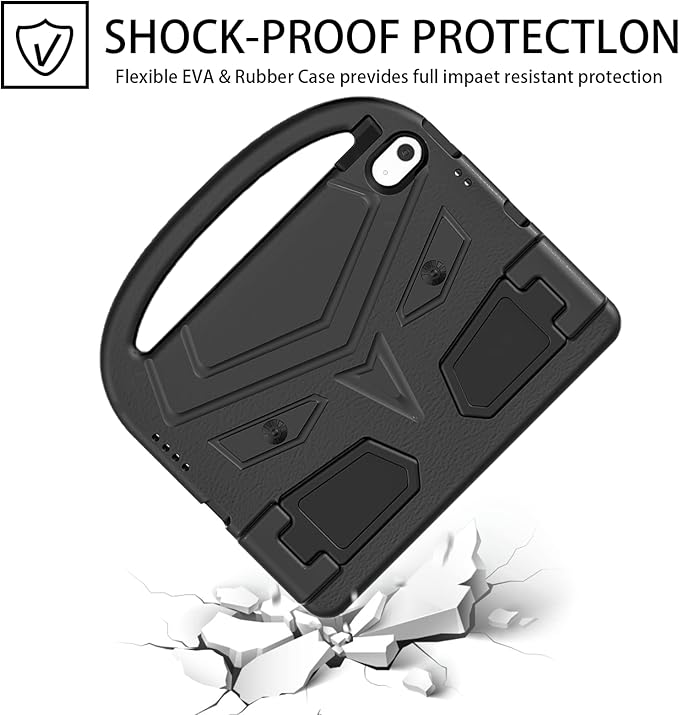 Dteck for iPad 10th Generation Case Kids 10.9 Inch 2022, Durable Lightweight Shockproof Protective Handle Stand EVA Foam Boys Girls Kids Proof Case for iPad 10th Generation 10.9 Inch 2022,Black