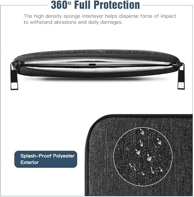 TiMOVO 9-11" Tablet Sleeve Bag for iPad 11-inch A16 2025, iPad 10.9"/10.2"| Air 11 Inch/5th/4th Gen. 10.9", Galaxy Tab A9+/A11Plus 11", Protective Bag Fit Smart Keyboard, Black