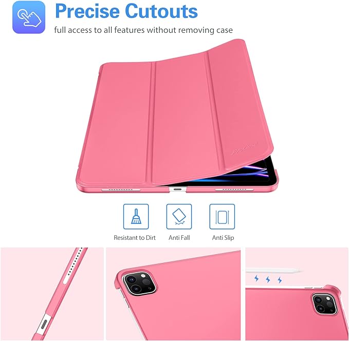 ProCase for iPad Pro 11 Inch Case 2022/2021/2020/2018(4th/3rd/2nd/1st Generation), iPad Pro 11" Slim Stand Hard Back Cover Shell Smart Folio Compatible with Pencil/Support Auto Wake/Sleep -Melonpink