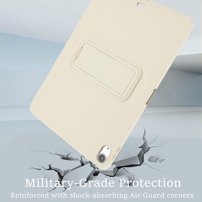 for iPad Air 11-inch M4/M3/M2 (2026/2025/2024) Case, Shockproof Protective Back Cover with Kickstand Slim Shell for Women Men, Beige