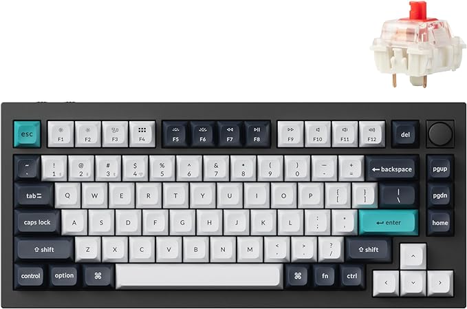 Keychron Q1 Max RGB QMK/VIA Custom Mechanical Keyboard, Hot-Swappable Full Metal Programmable Knob with Gateron Jupiter Red Switch, 2.4 GHz/Bluetooth/Wired Gaming Keyboard for Mac Windows Linux