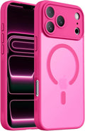 Symcele Designed for iPhone 17 Pro Max Case, Compatible with MagSafe, [Camera Protection] [15FT Military Drop Protection] Shockproof Translucent Matte Anti-Slip Phone Case, 6.9", Hot Pink