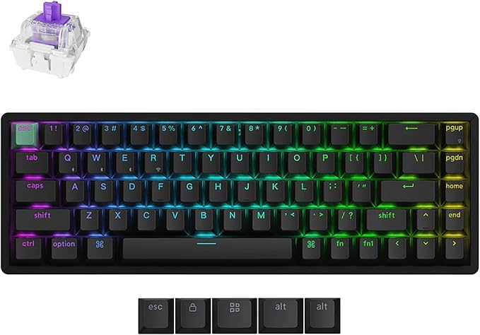 Keychron K6 HE Hall Effect Magnetic Keyboard, 65% Wireless Gaming Keyboard, 1000Hz 2.4GHz & Bluetooth, Adjustable Actuation & Rapid Trigger, Double-Shot PBT, Aluminum/Wood Frame, for Mac Windows