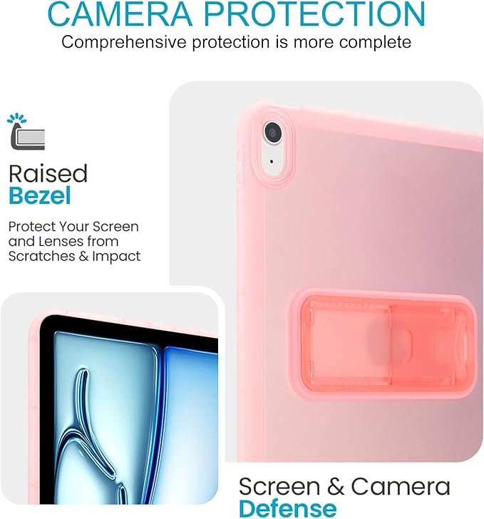 Slim Case for iPad (A16) 11th Generation 11 Inch 2025 / iPad 10th Generation 10.9 Inch 2022, Built-in Kickstand Non-Slip Shockproof Rugged Protective for iPad 11th 10th Gen, Pink