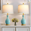 24" Aqua Blue Ceramic Table Lamps Set of 2, Modern Classic Bedside Lamps for Bedroom Nightstand, Small Table Lamp for Living Room End Table (2 LED Bulbs Included)