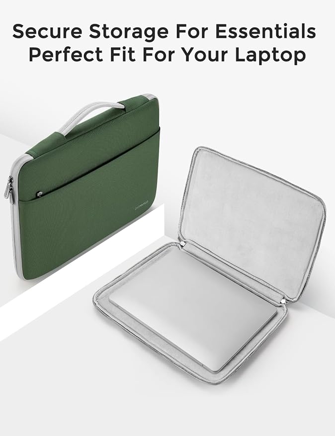 DOMISO 15.6 inch Laptop Case Sleeve Protective Cover Compatible with 16 inch MacBook Pro M4 M3 M2/Pro Max,15.6-16 inch HP Dell ASUS Lenovo Chromebook,Waterproof Computer Cases Bag,Avocado Green