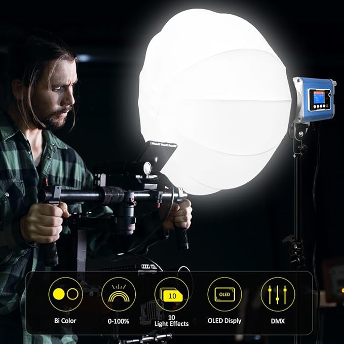LED Spotlight Super Bright 200w2700 K6500K DMX/Custom Effects/Light Group Bowen Mount COB Light for Photography/Videography/YouTube/TikTok Content Creation Live Streaming (Blue)
