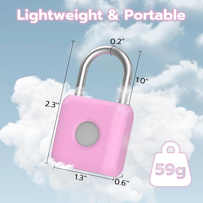 Fingerprint Padlock,Smart Padlock with APP Unlock,Fingerprint Locker Lock,USB Rechargeable for Gym Locker,Locker, School,Storage, Luggage