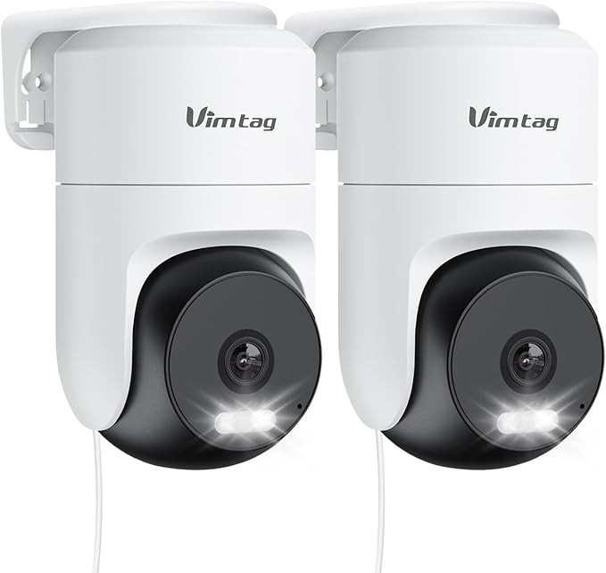 VIMTAG 2.5K 4MP Outdoor Security Camera, Pan/Tilt WiFi Home CCTV Camera, 360° View & Motion Tracking, Color Night Vision, 2-Way Audio, AI Detection Alarm, IP66, Cloud & SD Card Storage, Works w/Alexa