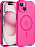 TOCOL for Phone 15 Case, Compatible with Magsafe Charger, Full Camera Protection, Drop Protection, Translucent Matte Phone Case for iPhone 15 6.1 inch (Hot Pink)