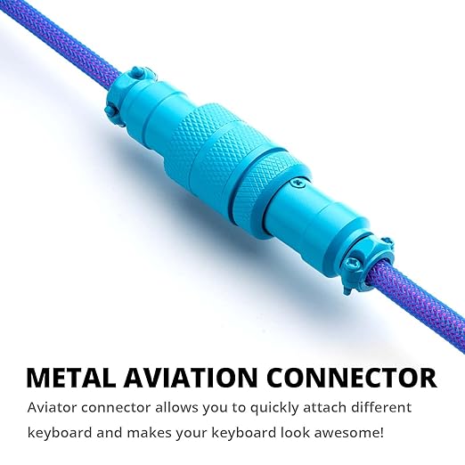 GUNMJO Pro Custom Coiled USB C Cable for Gaming Keyboard, Double-Sleeved Mechanical Keyboard Cable with Detachable Metal Aviator, 1.5M USB-C to USB-A, Nebula Color