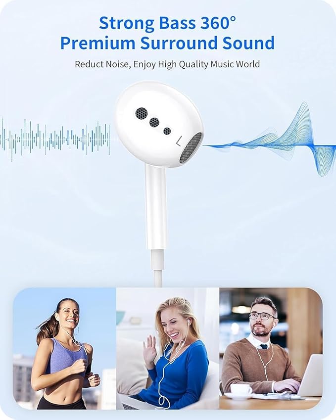 Wired Headphones for iPhone Earbuds with Lightning Connector,2 Packs Built-in Mic & Volume Control HiFi Stereo Nosie Reduction Earphones Compatible with iPhone 14/13/12/11/XR/XS/X/8/7 Support All iOS