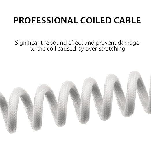 EPOMAKER Mix 1.8m Coiled Keyboard Cable, USB C to USB A TPU Cable for Mechanical Gaming Keyboard, with Detachable Metal Aviator for Custom Keyboard, White