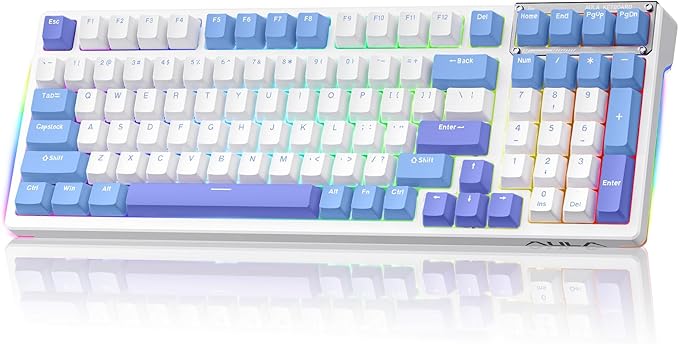 AULA Mechanical Keyboard, Wireless Gaming Keyboards 99 Keys Tri-Mode BT5.0/2.4GHz/USB-C Hot Swappable Custom Creamy Keyboard,RGB Backlit Computer Keyboards w/Pre-lubed Linear Switches Gasket Structure