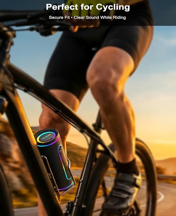 MLOVE E80 Speakers Bluetooth Wireless, Portable Bluetooth Speaker with Aux Input, Micro SD Card Slot, Bass Up, TWS, RGB Lights, IPX7 Waterproof, BT5.4 for Outdoor, Car Music, Beach, Gifts, 30W, Black