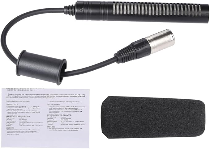 Andoer Video Recording Interview Photography Stereo Condenser Unidirectional Microphone Mic for Sony Panosonic Camcorders-XLR Interface