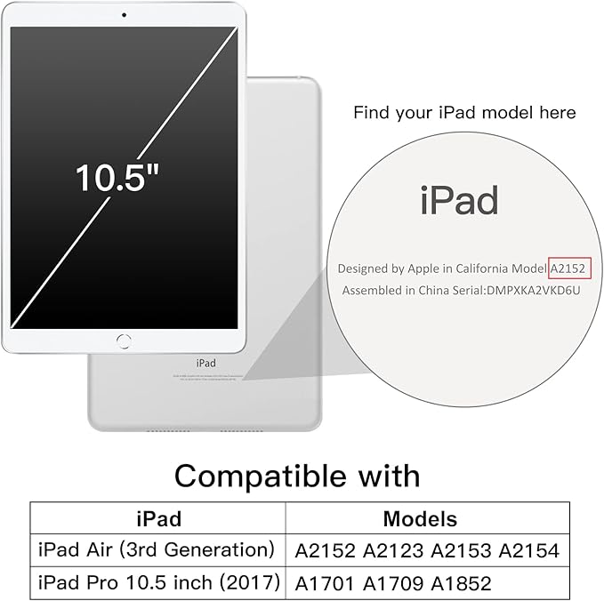 JETech Case for iPad Pro 10.5-Inch and iPad Air 3 (10.5-Inch 2019, 3rd Generation), Smart Cover Auto Wake/Sleep Cover (Grey)