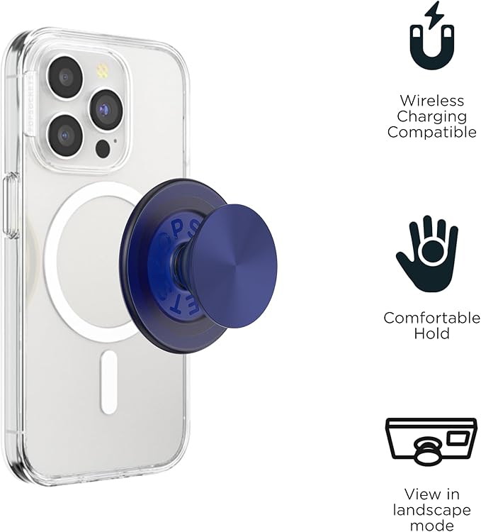 PopSockets Phone Grip for MagSafe, Magnetic Holder, Phone Stand - Basic Naval