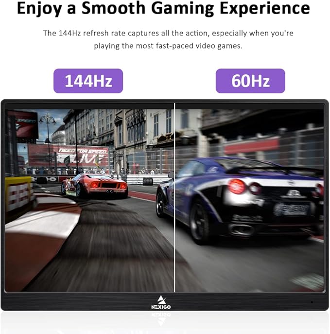 NexiGo 144Hz 17.3 Inch Portable Gaming Monitor, FreeSync, G-SYNC Compatible, FHD IPS Computer Display, Eye Care Screen with HDMI/Type C for Laptop PC/MAC/Surface/PS4/PS5/Xbox/Switch, with Smart Cover