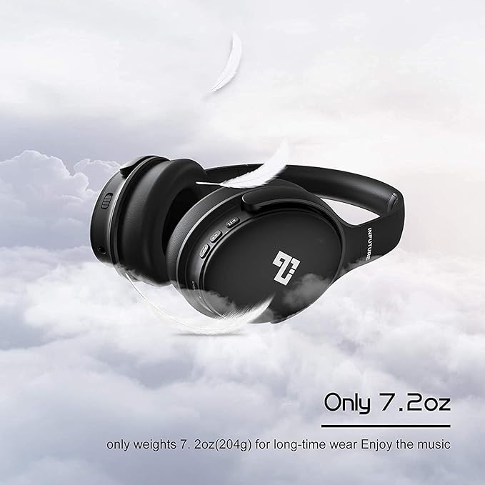 INFURTURE Over Ear Headphones Active Noise Cancelling Headphones, H1 Wireless Bluetooth Headset, Deep Bass Headset, Low Latency, 90H Playtime, Foldable Headphone for Sport Running Cool Gadgets Gift
