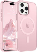 SUPFINE Magnetic for iPhone 16 Pro Max Case (Compatible with MagSafe) (Military Grade Drop Protection) Translucent Matte Shockproof Phone Cover,Light Pink
