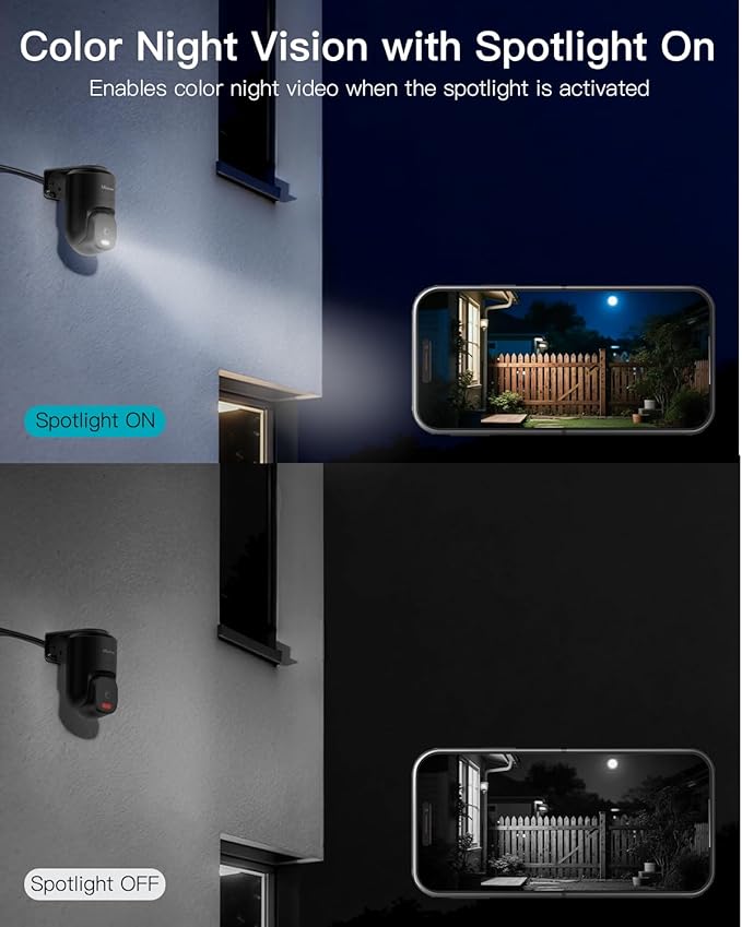 VIMTAG 2.5K 4MP Outdoor Security Camera, Pan/Tilt WiFi Home CCTV Camera, 360° View & Motion Tracking, Color Night Vision, 2-Way Audio, AI Detection Alarm, IP66, Cloud & SD Card Storage, Works w/Alexa