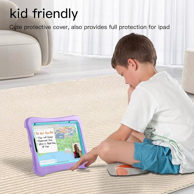 Kids Case for iPad Mini 7 (A17 Pro) 2024 /iPad Mini6 2021, Light Weight Heavy Duty/Shockproof/Drop Proof with Handle/Kickstand, Child Friendly Cover for iPad Mini 7th/6th Gen 8.3inch (Purple)