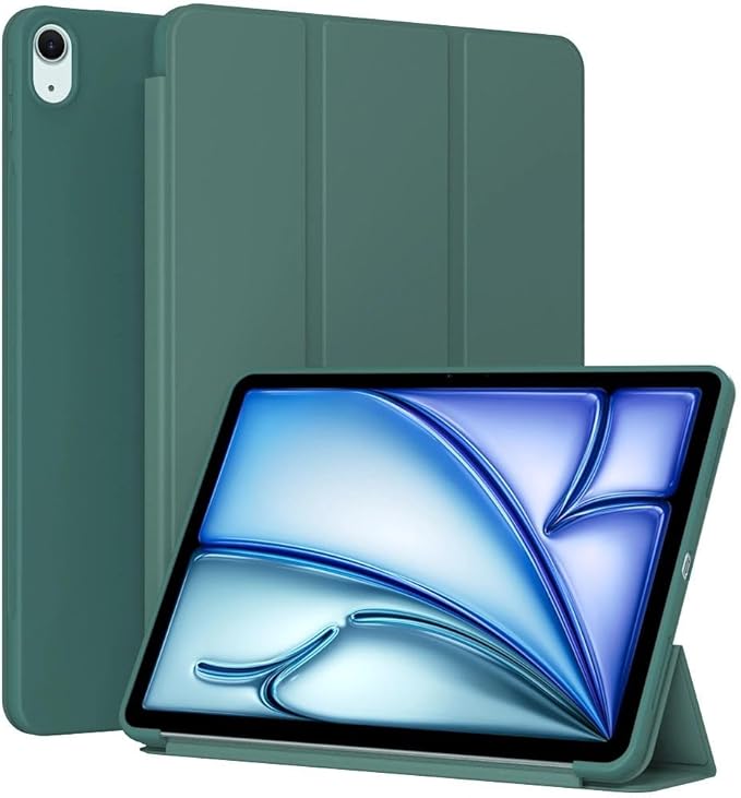 Case for iPad Air 11-inch M3 M2 2025 2024/10.9 Air 5th 4th Generation 2022 2020, Slim Lightweight Durable Protective Cover with Trifold Stand, Supports Auto Wake/Sleep, Green