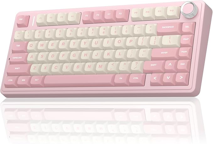 AULA F75 75% Wireless Mechanical Keyboard, Hot Swappable Pink Creamy Keyboard, Pre-lubed Linear Switches, PBT Keycaps, 2.4GHz/Type-C/BT5.0, RGB Backlit Computer Gaming Keyboards for Office/Laptop/PC