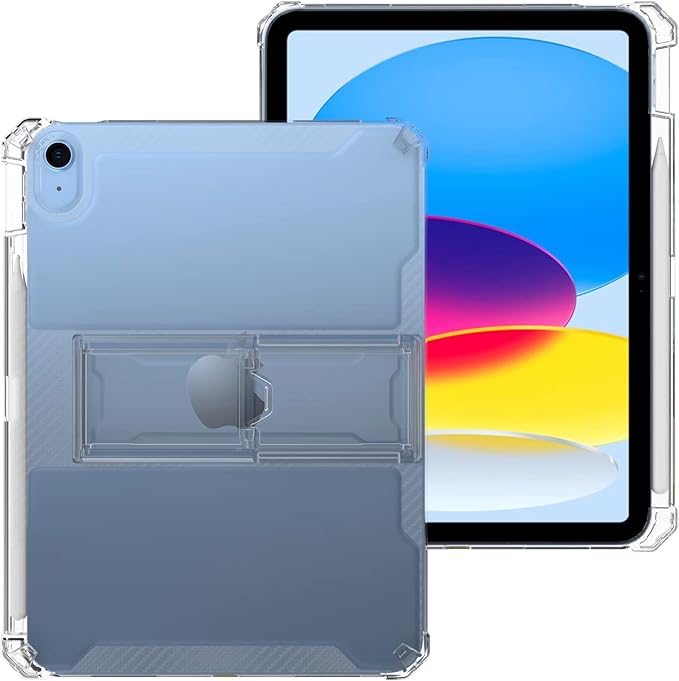 Clear Case for iPad A16 11th Generation 11" 2025/iPad 10th Generation 10.9 inch Case 2022 with Pencil Holder/Kickstand, UUcovers Soft TPU Back Stand Transparent Shockproof Cover for iPad 11/10, Clear