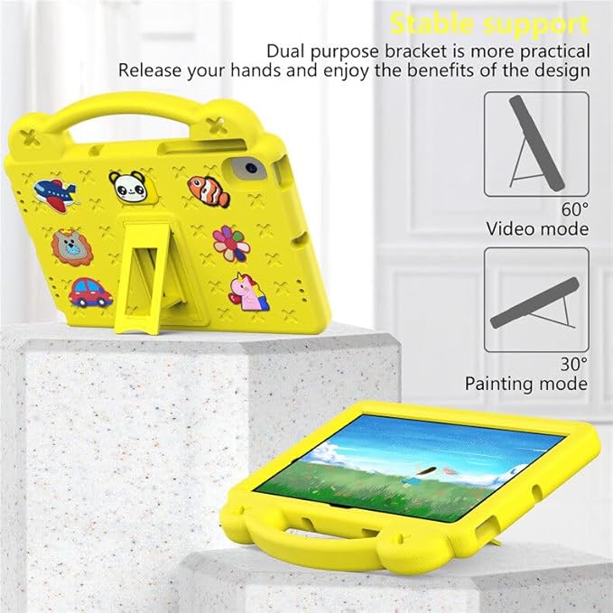 AKABEILA Compatible with Lenovo Tab M10 Plus(3rd Gen) 10.6 (2022)/Huawei MatePad Pro 10.8 (2019/2021)/SE 10.4(2023)/Samsung Tab A8 10.5 Tablet Case, Kids Case with Shoulder Strap - Yellow