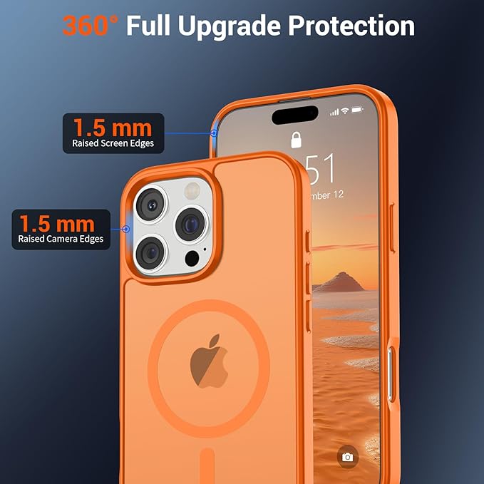 SUPFINE Magnetic for iPhone 16 Pro Case (Compatible with MagSafe) (Military Grade Drop Protection) Translucent Matte Shockproof Phone Cover,Starry Orange