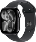 Apple Watch Series 11 [GPS + Cellular 46mm] Smartwatch with Jet Black Aluminum Case with Black Sport Band - M/L. Sleep Score, Fitness Tracker, Health Monitoring, Always-On Display, Water Resistant
