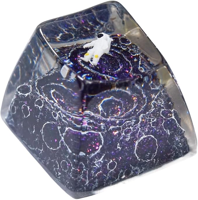 Cool Purple Galaxy White Astronaut Artisan Keycap R1 SA Profile Custom Astronauts Keycaps 1U ESC Handmade Gaming Resin Key Cap Cherry MX Switch Compatible Mechanical Keyboard Space Lover Gift