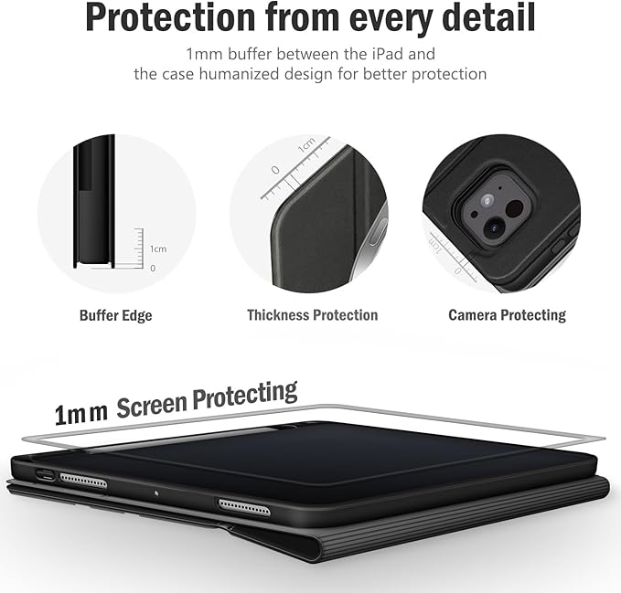 Antbox for iPad Pro 11 Inch Case M5 2025/M4 2024, Built-in Pencil Holder, Fully Supports Pencil Pro/USB-C, Auto Sleep/Wake Function Vegan Leather (Black)