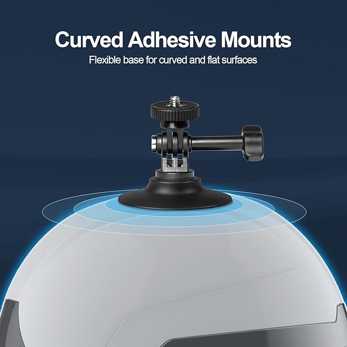 3 Pack Flexible Adhesive Helmet Mounts, Sticky Helmet Camera Mount Kit with Large Base, Accessories for Gopro Hero13/12/11/10/9/8 Max DJI Action 5 Pro 4 3 Insta360 X5 X4 X3 Ace Pro 2