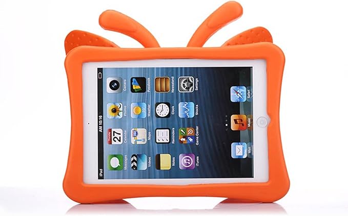 Kids Case for Apple iPad Mini 5/Mini 4/Mini 3/Mini 2/Mini 1 with kickstand Soft EVA Foam Lightweight Shockproof Stand Cover for iPad Mini 5th/4th/3rd/2nd/1st Generation 7.9", Orange Butterfly
