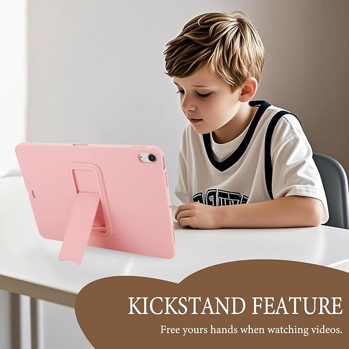 for iPad Air 11-inch M4/M3/M2 (2026/2025/2024) Case, Shockproof Protective Back Cover with Kickstand Slim Shell for Women Men, Pink