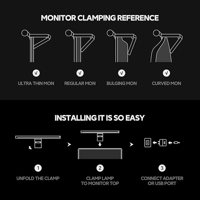 LYMAX RGB Monitor Light Bar, Computer Monitor Light for Eye Care, 4 Modes Backlight Adjustable Color & Brightness, USB Reading Monitor Lamp, No Glare, Space Saving for All Monitor