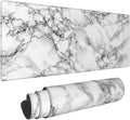 Black and White Marble XL Large Mouse Pad with Stitched Edges Long Non-Slip Rubber Base Mousepad Laptop Keyboard Mat Desk Pad for Office Home Desk Decor, 31.5" X 11.8"