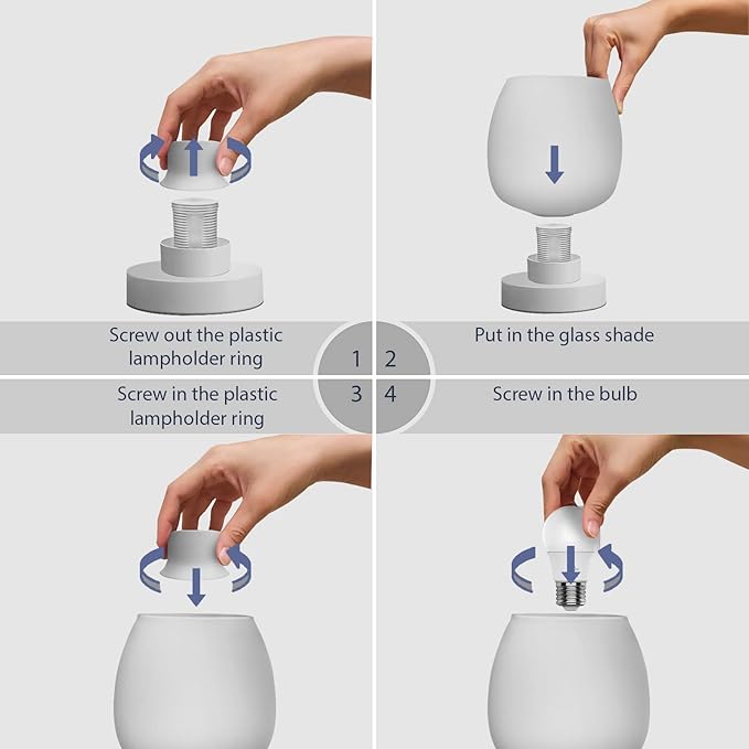 Touch Bedside Table Lamp Set of 2 - Small Modern Table Lamp for Bedroom Living Room Nightstand, 3-Way Dimable Desk lamp with White Opal Glass Lamp Shade, 2700K LED Bulb, Simple Design Home Decor